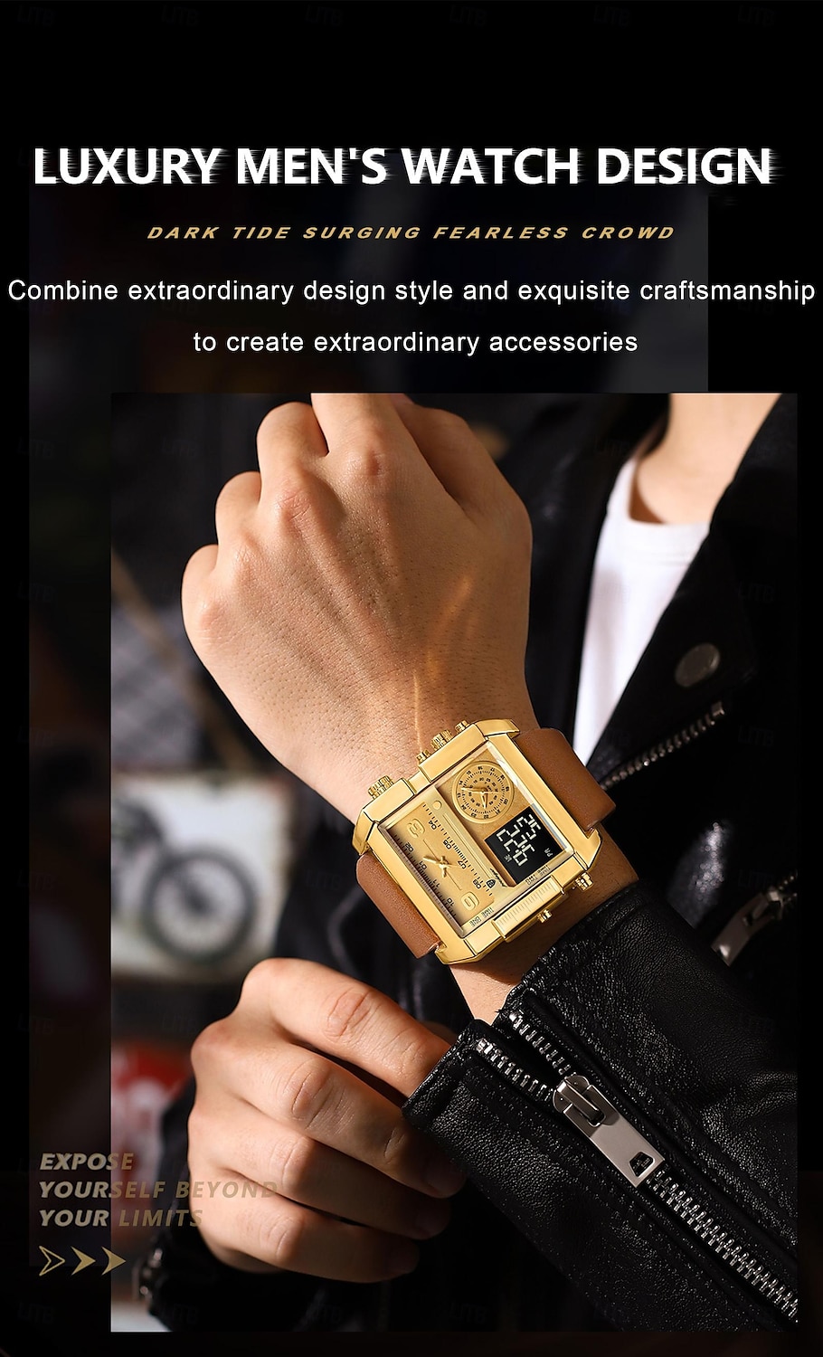 Мужские цифровые часы Кварцевые Часы Ретро Винтажные Большие циферблаты наручные часы LED Подсветка Хронограф Водонепроницаемые Часы из натуральной кожи 2026 - $37.99 –P10