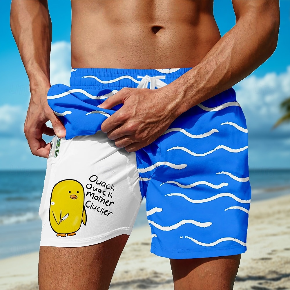 Per uomo Geometrico Pulcino Divertente Pantaloncini foderati Pantaloncini da bagno 2 in 1 Pantaloncini da mare Misura del girovita medio Hawaiano Vacanza Ferie Abbigliamento mare Tasche Laterali Con del 2026 a $20.99 –P1