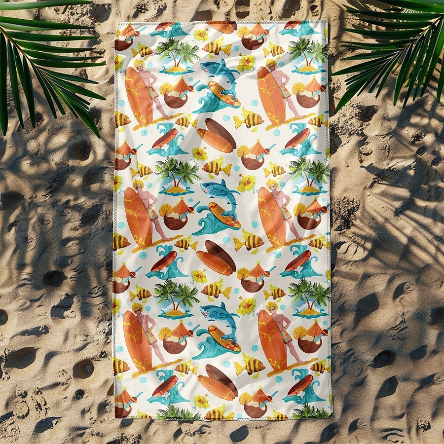 bedrucktes Strandtuch, leichte, schnelltrocknende, sandfreie Stranddecke, ideal für Reisen, Pool und den Einsatz im Freien 2025 - $10.99 –P4