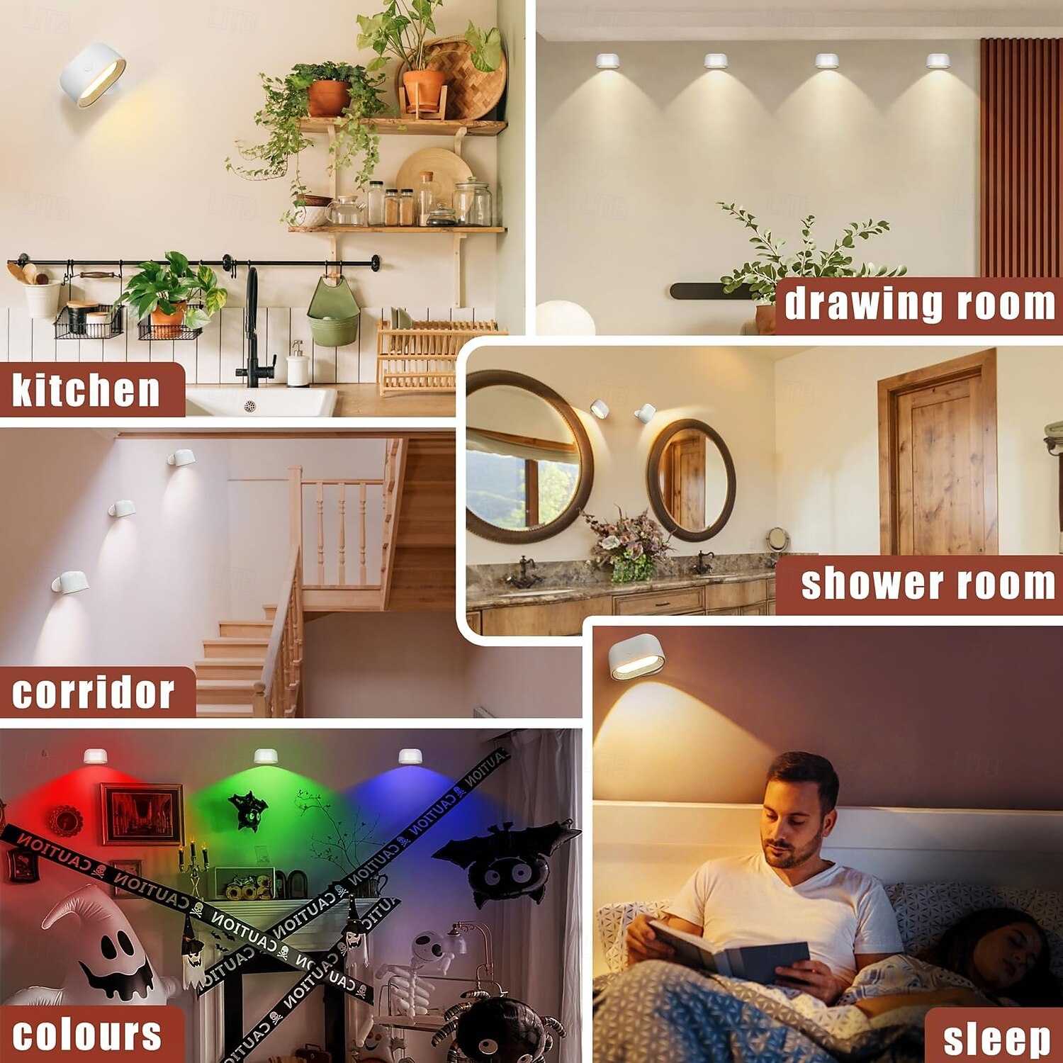 2025年 壁掛けライト 1個 磁気タッチ RGB 調光 USB充電 リモコンコントロール 360度回転 ベッドサイド 壁画 階段 読書灯 コレクション – $31.99 –P7