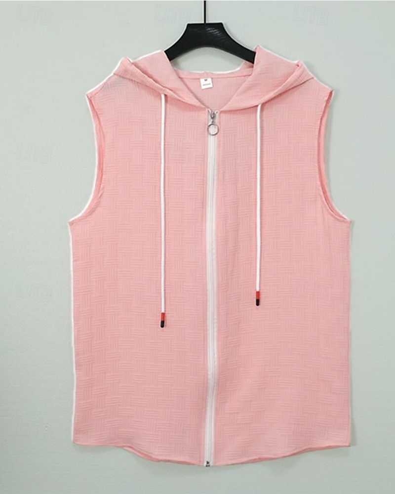 Men's T-shirt Suits 2 Pieces Outfits Tee & Shorts Sleeveless Hooded Summer Plain Fashion Casual 2 Piece Vacation Daily Wear Going out Black Pink White Top Tee for Men 2025 - $37.99 –P7