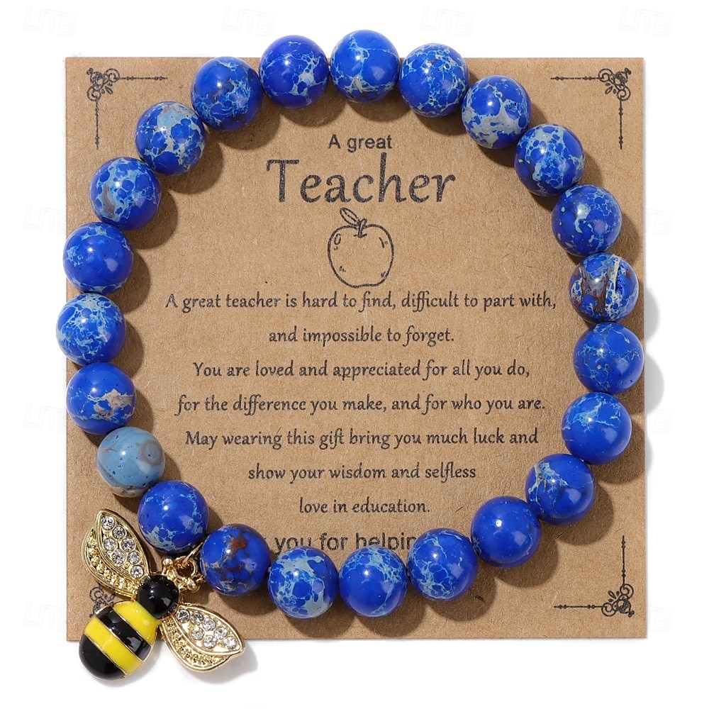 Pulseira de agradecimento ao professor, linda pulseira de argila ploymer feita à mão, amor, ensino, inspiração, carta, pulseira elástica com contas para mulheres, joias de volta às aulas, presente de de 2025 por $12.99 –P7