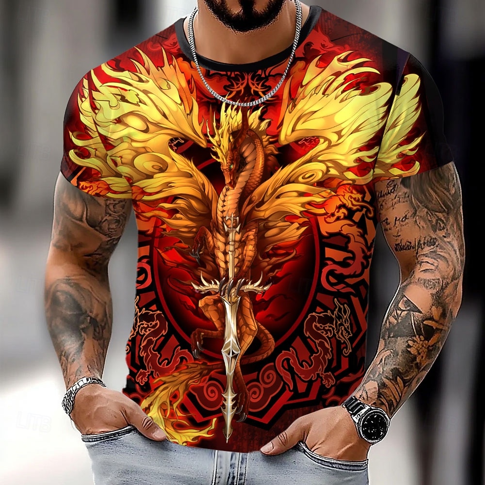Hombre Dragón Camiseta Manga Corta Camiseta Impresión 3D Cuello Barco Escote Redondo Camisa Exagerado Design Fiesta Calle Casual Rojo Verano Primavera Todas las Temporadas Ropa S M L XL XXL XXXL 4XL 2026 - $21.99 –P1