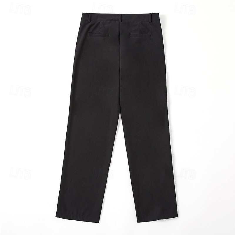Men's Dress Pants Trousers Pocket Layered Straight Leg Plain Comfort Soft Knee Length Formal Outdoor Daily Elegant Fashion Black White Micro-elastic 2025 - $29.99 –P3