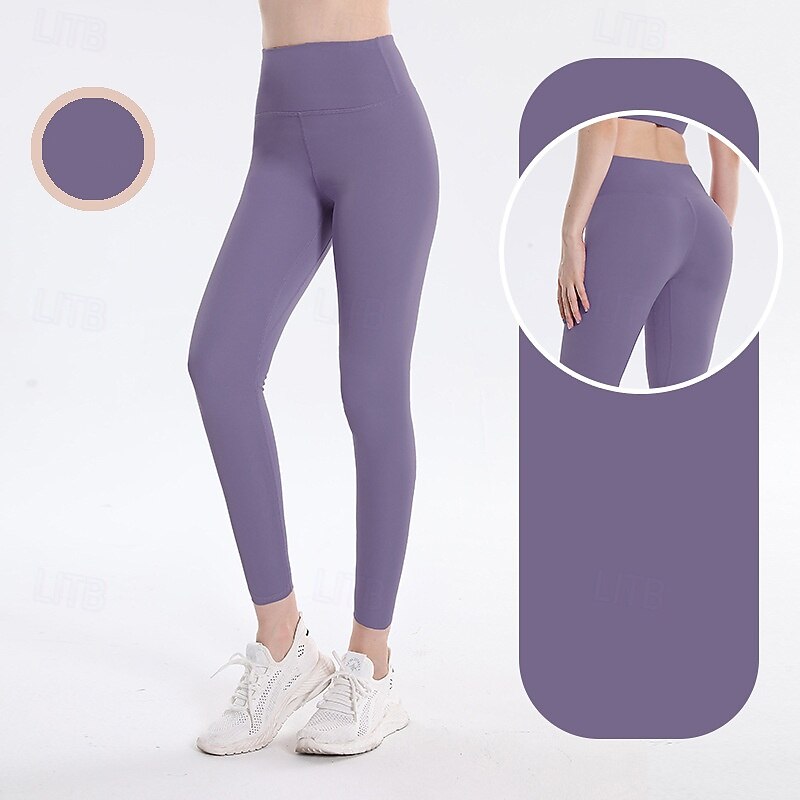 Women's Yoga Pants Yoga Leggings Scrunch Butt Anti-Curling Butt Lift Tummy Control High Waist Pilates Gym Workout Workout Tights Solid Color Black Blue Dusty Blue Spandex Fall Sports Activewear 2025 - $10.49 –P5