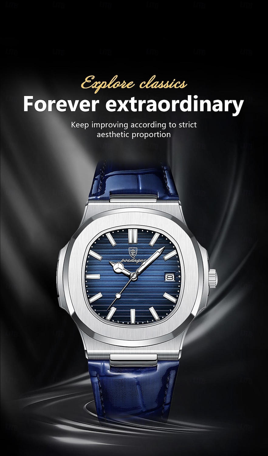 Top Luxury Square Men's Watch, Date Display, Waterproof, Luminous, High-Quality Leather, Modern Quartz Wristwatch 2025 - $33.99 –P1