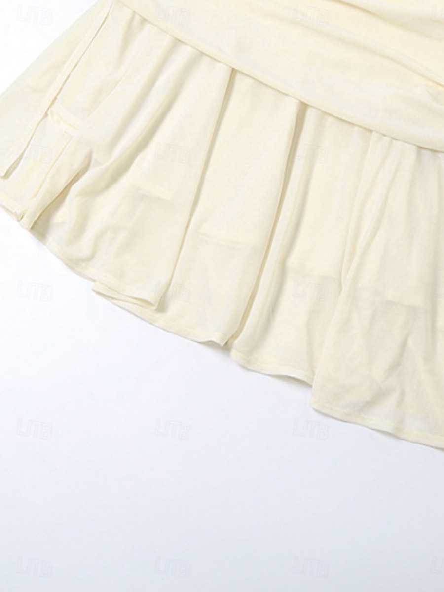 Damen Boho Kleid Western Kleid Vintage Mini Kleid A-Linien Kleid Off-The-Shoulder Kleid Lässig Outdoor Ausgehen Maßgeschneiderte Passform Unifarbene Ärmellos Ein Schulter Aprikose Sommer Frühling 2025 - $36.99 –P7