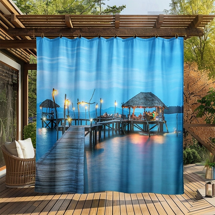 Αδιάβροχη Εξωτερική Κουρτίνα Ιδιωτικότητα Κουρτίνες Πατιό Ολισθηρές Κουρτίνες Πέργκολας Γαζωμένες 3D Τοπίο Διακοπών Στην Θάλασσα Για Κιόσκι Μπαλκόνι Βεράντα Γιορτή 1 Πάνελ 2026 - $41.99 –P7
