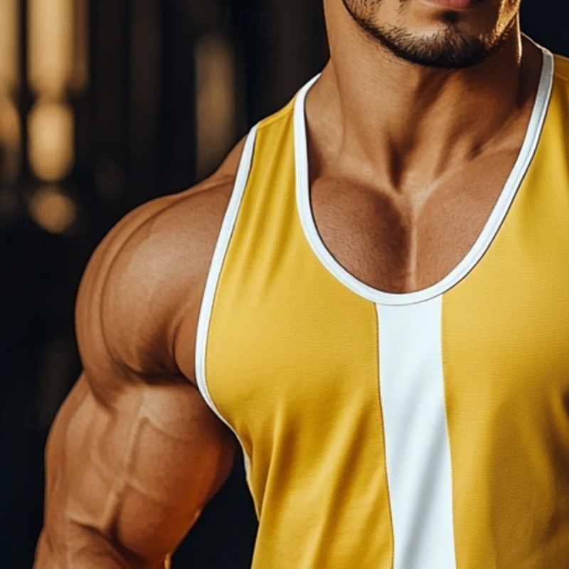 Per uomo Canotta Gilet Canottiera Maglietta senza maniche Senza Maniche Girocollo Scollo a Cucchiaio Estate Semplice Moda Classico Confortevole Blocco di colore Casuale Palestra Streetwear Giallo del 2026 a $14.99 –P3