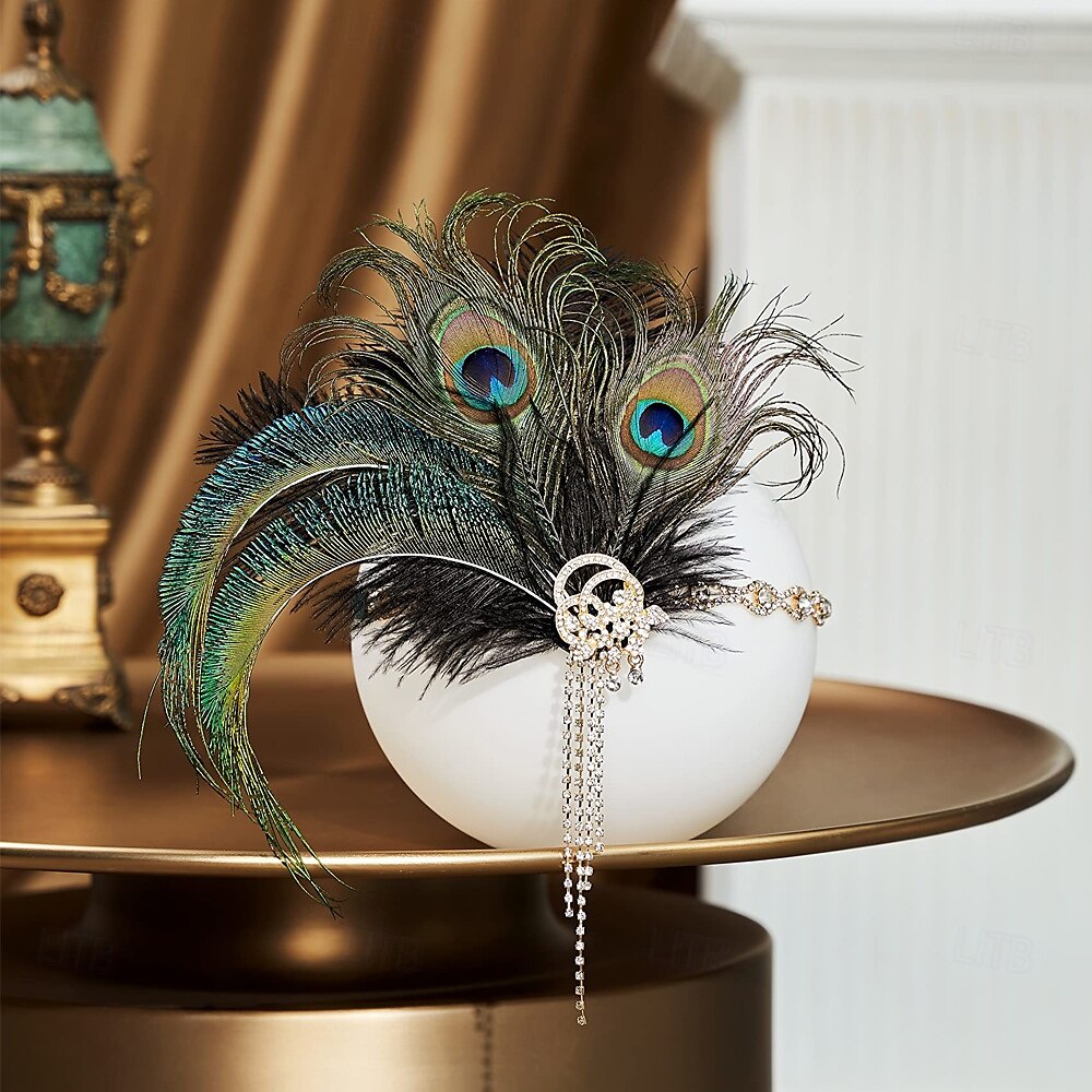 A nagy Gatsby Flapper fejpánt Gyöngyös karkötő Fülbevaló A nagy Gatsby Toll Retro Csillogó glitter Női Farsang Valentin nap Álarcos mulatság Party estélyi viselet Álarcos mulatság Fesztivál Felnőttek 2025 - $17.49 –P15