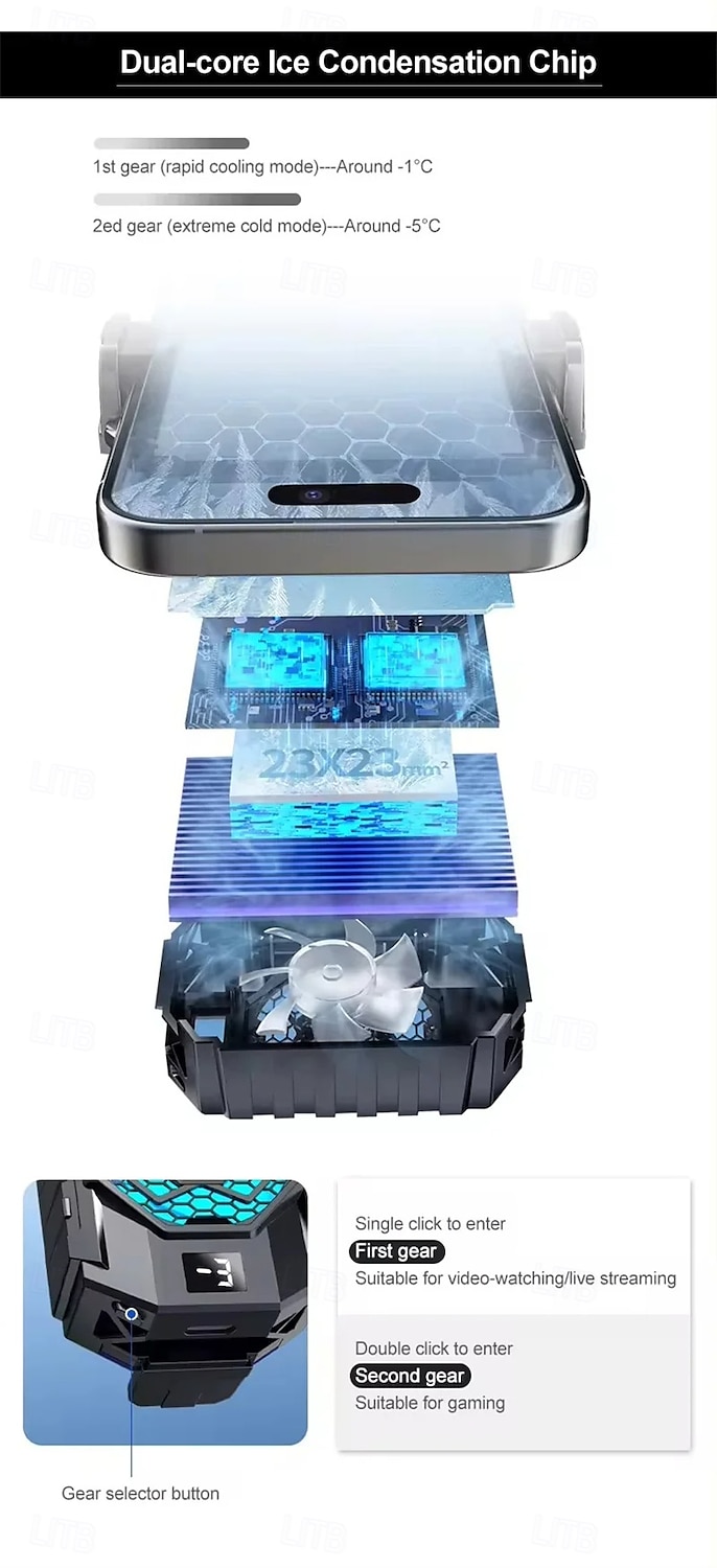 SL31 Mobile Phone Back Clip Cooler with TEC Semiconductor Cooling and LED Temperature Display for Gaming 2025 - $31.99 –P4