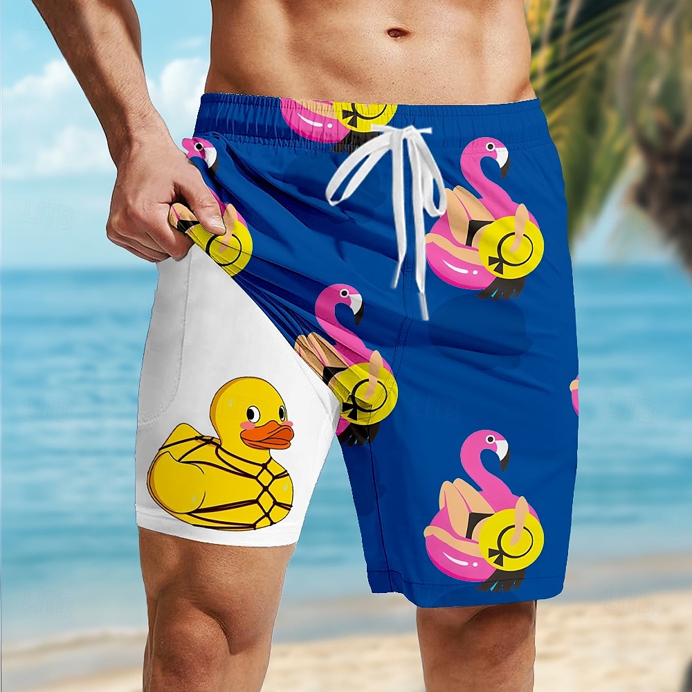 Per uomo Fenicottero Divertente Anatra Pantaloncini foderati Pantaloncini da bagno 2 in 1 Pantaloncini da mare Misura del girovita medio Hawaiano Vacanza Ferie Abbigliamento mare Tasche Laterali Con del 2025 a $21.99 –P5