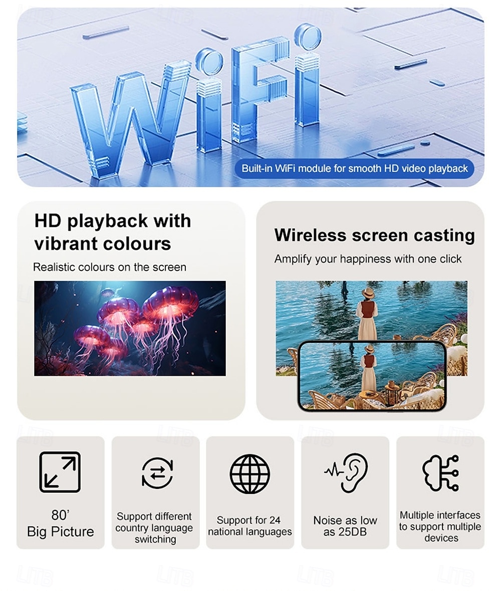 Y2S Home HD Projector Mini Portable Mini Children's Mobile Projector Hovering at Any Angle at 240 Degrees 480*360 2025 - $61.99 –P2