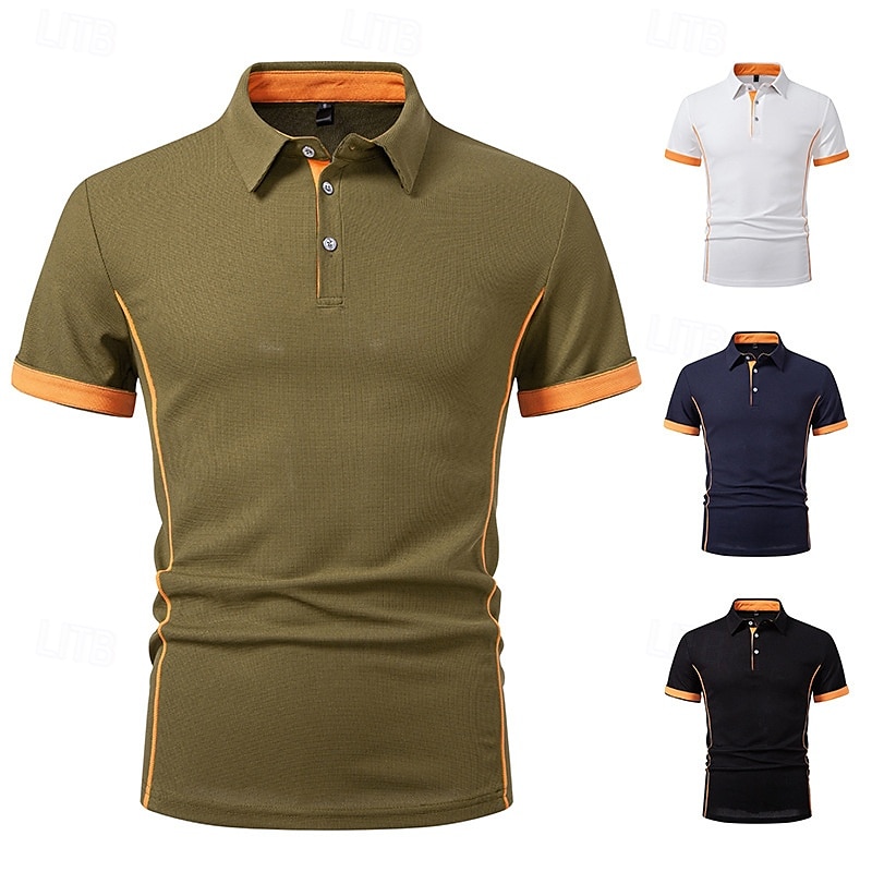 Per uomo Magliette Polo a Nido d'Ape Maglia da golf Lavoro Casuale Bavero Manica Corta Essenziale Moderno Blocco di colori Patchwork Bottoni Estate Vestibilità regolare Nero Bianco Blu marino Verde del 2025 a $18.99 –P1