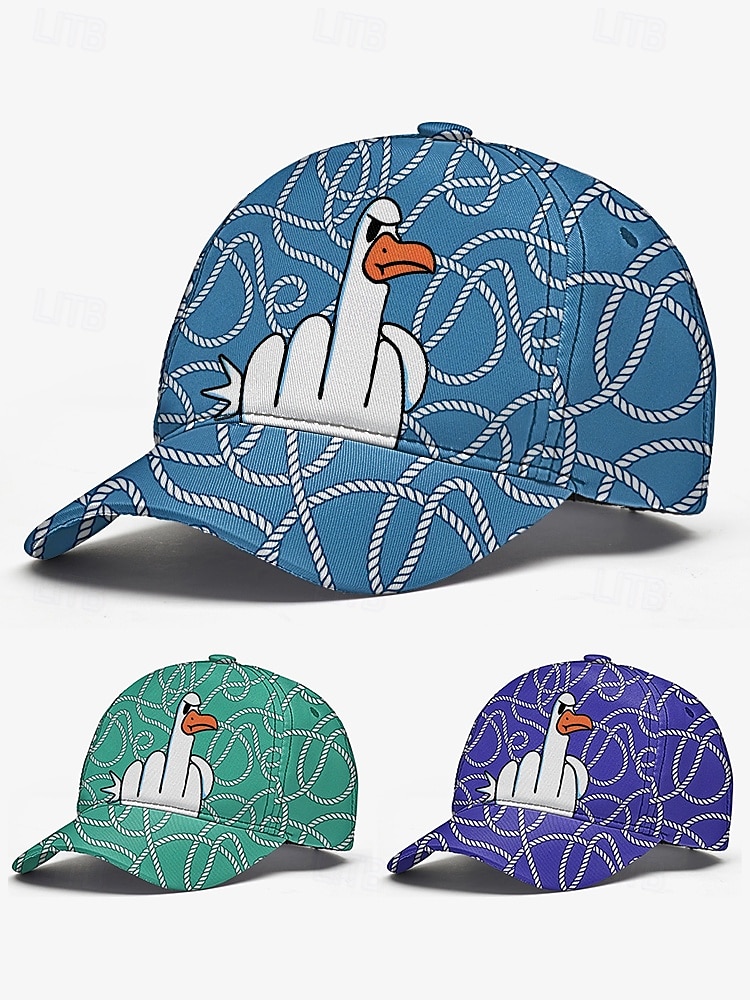 Cappellino da baseball da uomo con stampa di anatra in stile cartoon - design divertente con dito medio, cappellino snapback regolabile, stile casual da strada, adatto per attività all'aperto, viaggi o estive del 2025 a $14.99 –P3