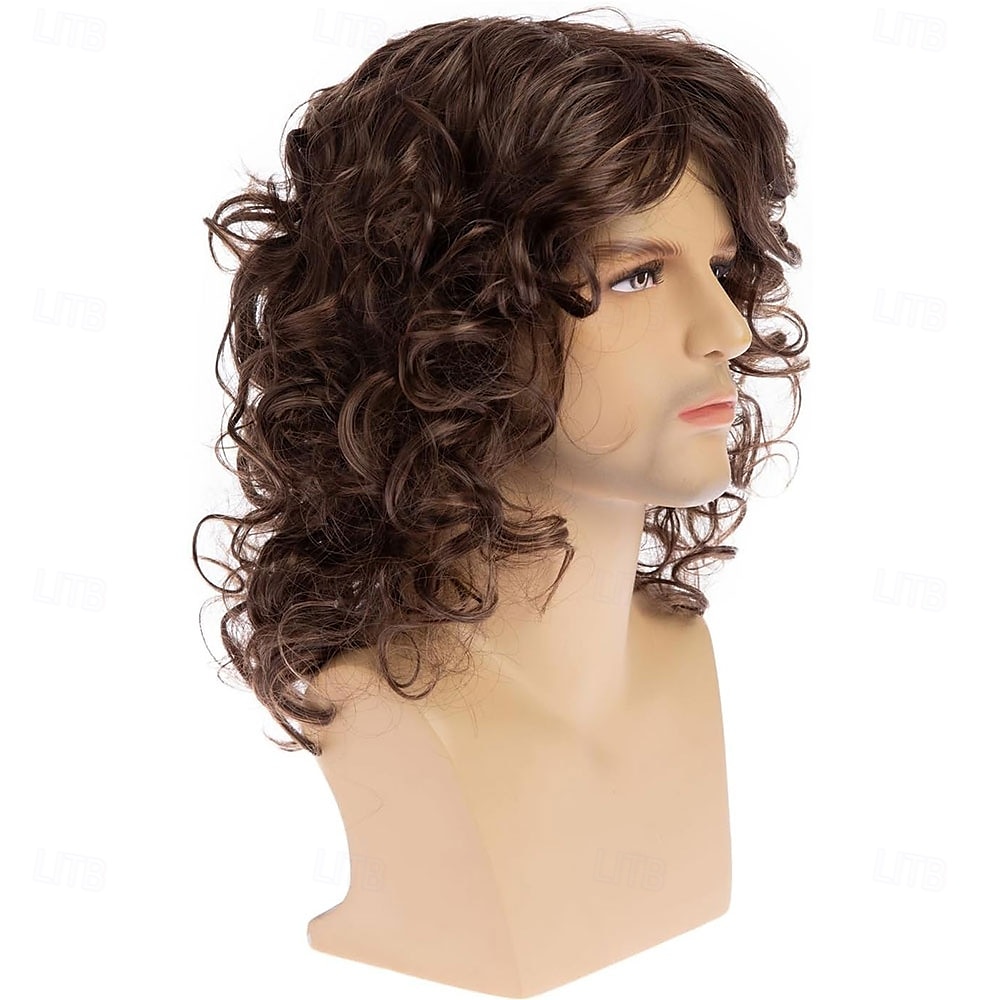 pánská hnědá paruka krátké kudrnaté anime cosplay paruky halloween cosplay kostým do vlasů paruka pro každodenní použití 2025 - $25.99 –P3
