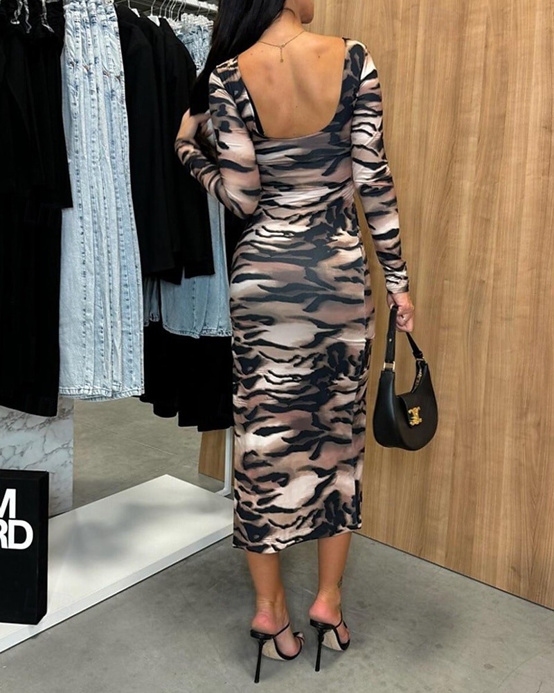 Damen Midikleid Blumenkleid Sommerkleid Mode Modern Täglich Date Wochenende Normale Passform Blume Langarm Rundhalsausschnitt Schwarz Weiß Rose Sommer 2025 - $25.99 –P9
