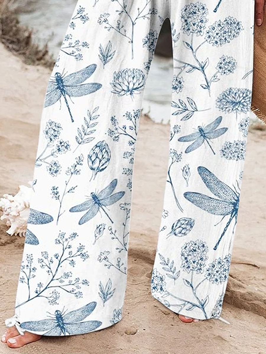 Mujer Perneras anchas Pantalones anchos Pantalones cortos de playa Vacaciones Vintage Moda Longitud total Alta cintura Graphic Flor Correa Estampado Transpirable Suave Microelástico Vacaciones Casual 2025 - $24.99 –P6