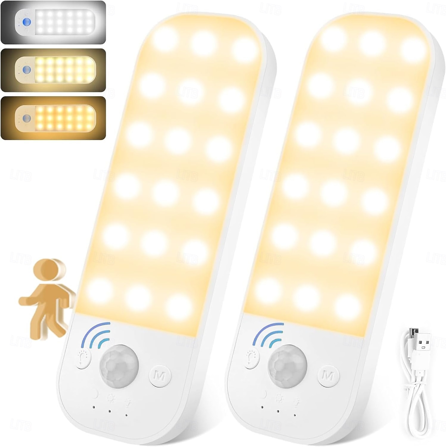 1 luce con sensore di movimento, batteria ricaricabile, installazione magnetica, mobiletto per bagno, corridoio, cucina, luce con sensore per camera da letto del 2025 a $10.99 –P1