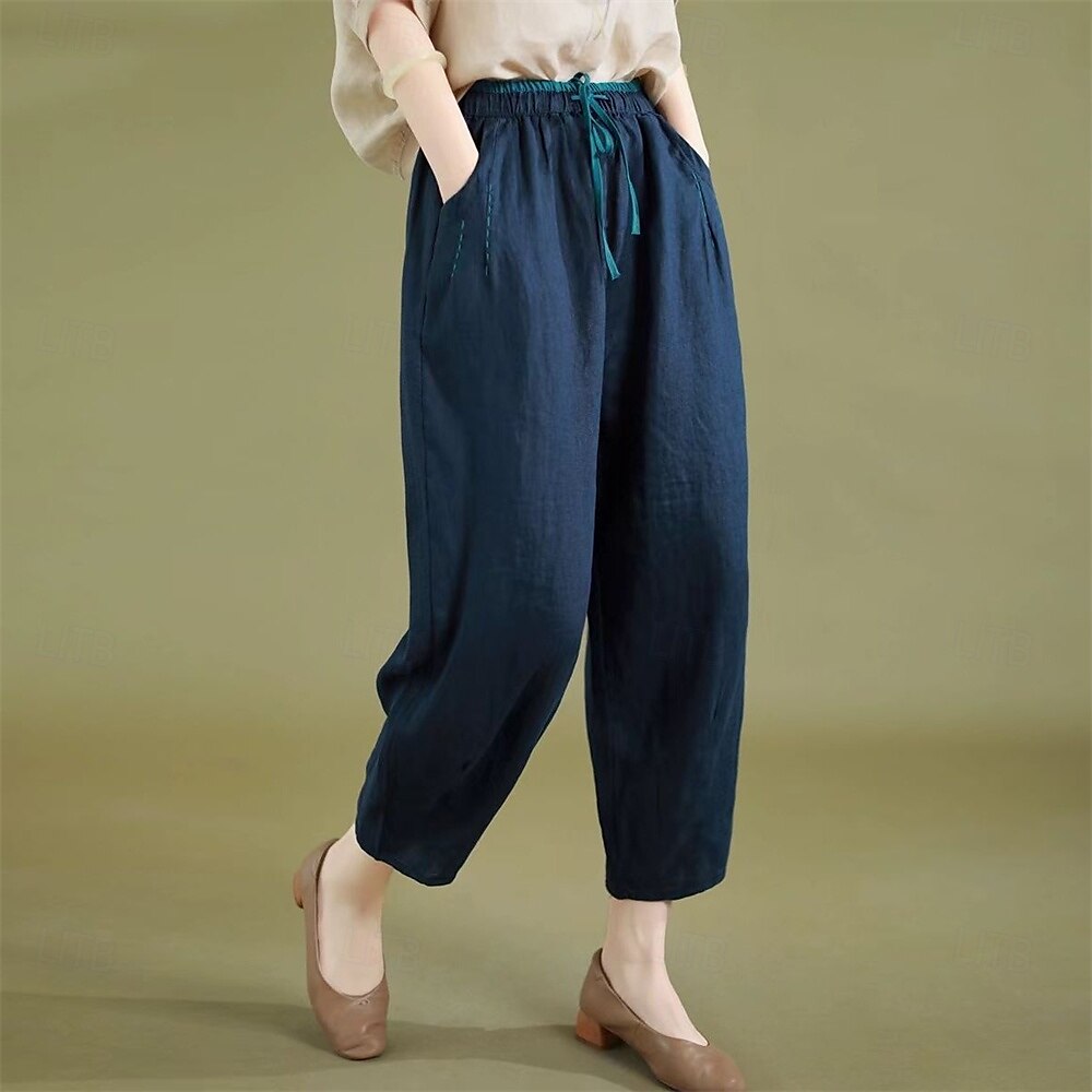 Retro Vintage Mittelalterlich Renaissance Knöchellänge Hose Einfarbig Damen Urlaub Alltagstauglich Erwachsene Hose Frühling & Sommer 2025 - $43.99 –P10