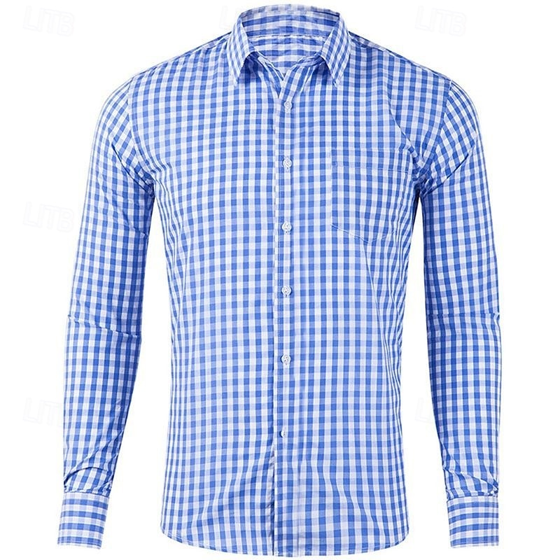 Herren Hemd Lässiges Hemd Knopfhemd Karierte Hemden Hellgrünkaffee Schwarz Rosa Rote Blau Langarm Plaid / Karomuster Kargen Urlaub Strasse Bedruckt Bekleidung Polyester Modisch Freizeit Hawaiihemd 2025 - $8.99 –P7