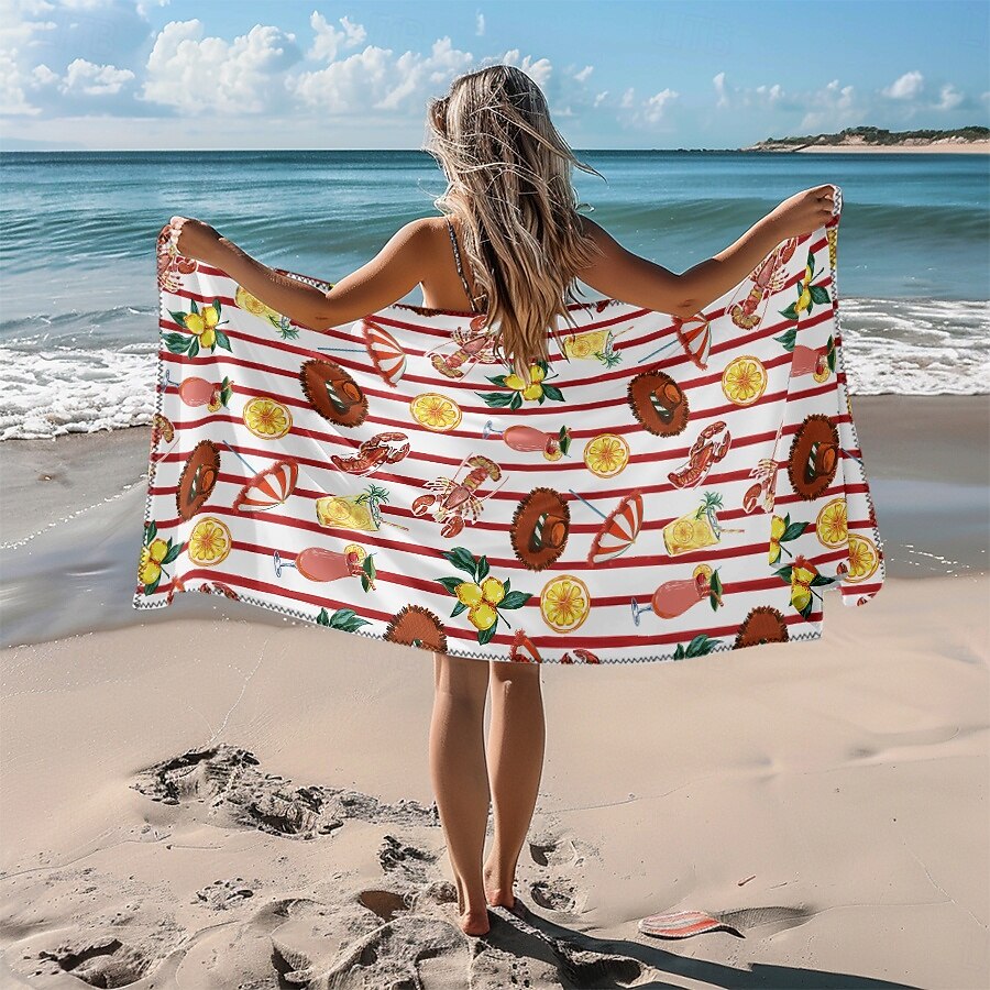 bedrucktes Strandtuch, leichte, schnelltrocknende, sandfreie Stranddecke, ideal für Reisen, Pool und den Einsatz im Freien 2025 - $10.99 –P23