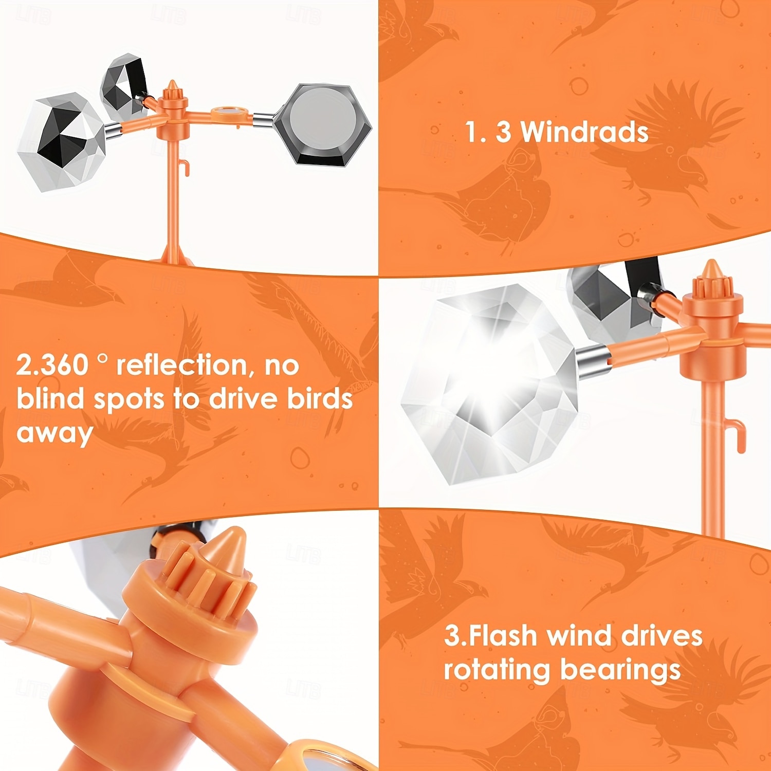 1st vinddriven fågelavstötare vinddriven fågelavstötare, 1st, 360 graders reflekterande spegeldesign, roterande lager, ingen ström eller batterier behövs - fågelkontrollenhet, fågelavstötare 2025 - $44.99 –P1
