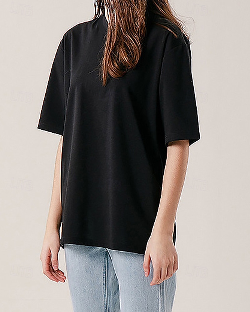 Femmes Chemise en lin Chemisier Uni Occasionnel Manche Courte Col ras du cou Hauts Réguliers Quotidien Fête Sortir Noir Jaune Rose Claire Abricot Été de 2025 ? $30.99 –P14