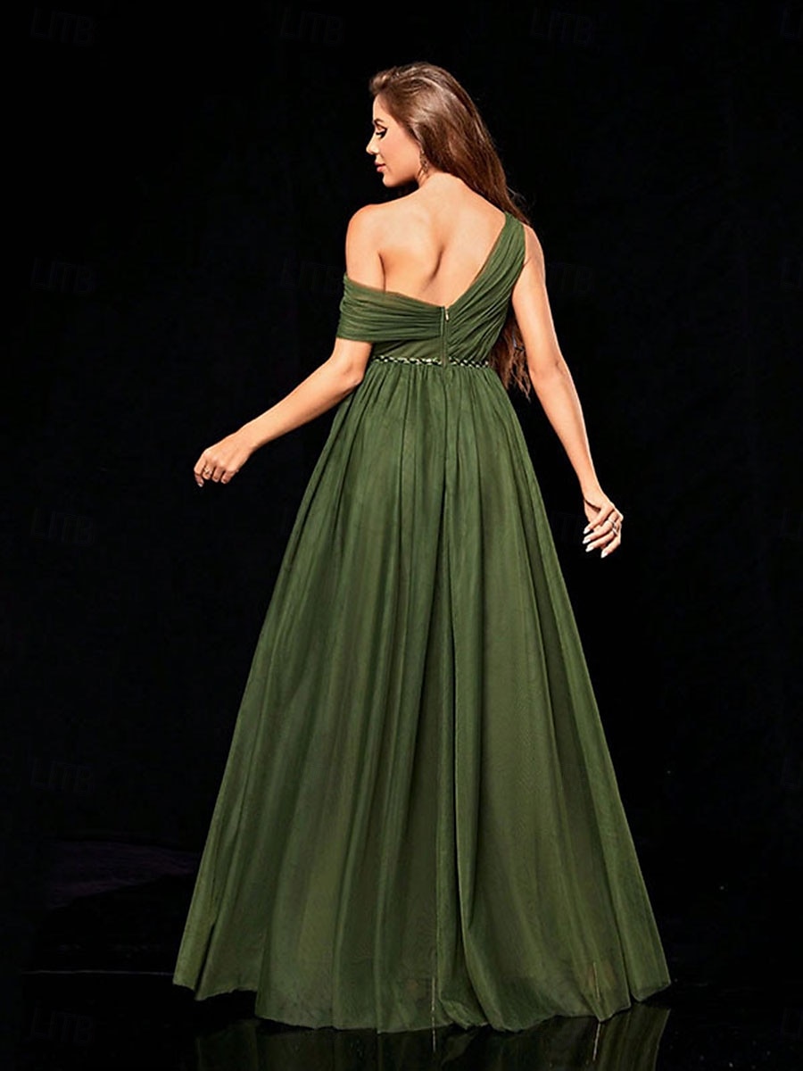 Abiti da festa A-Line Quinceañera Abito da festa Matrimonio Ospite di matrimonio Lunghezza del pavimento Senza maniche Scollo a V Tulle Senza schienale con Faldini del 2025 a $89.99 –P20