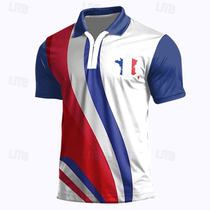 Pánské veteráni Vlastenec Polokošile na zip Golfová košile Krátký rukáv Polo tričko Košile s límečkem Na běžné nošení Streetwear Oblečení na dovolenou Párty oblečení 3D tisk Polo na čtvrt zip Jaro 2025 - $22.99 –P5