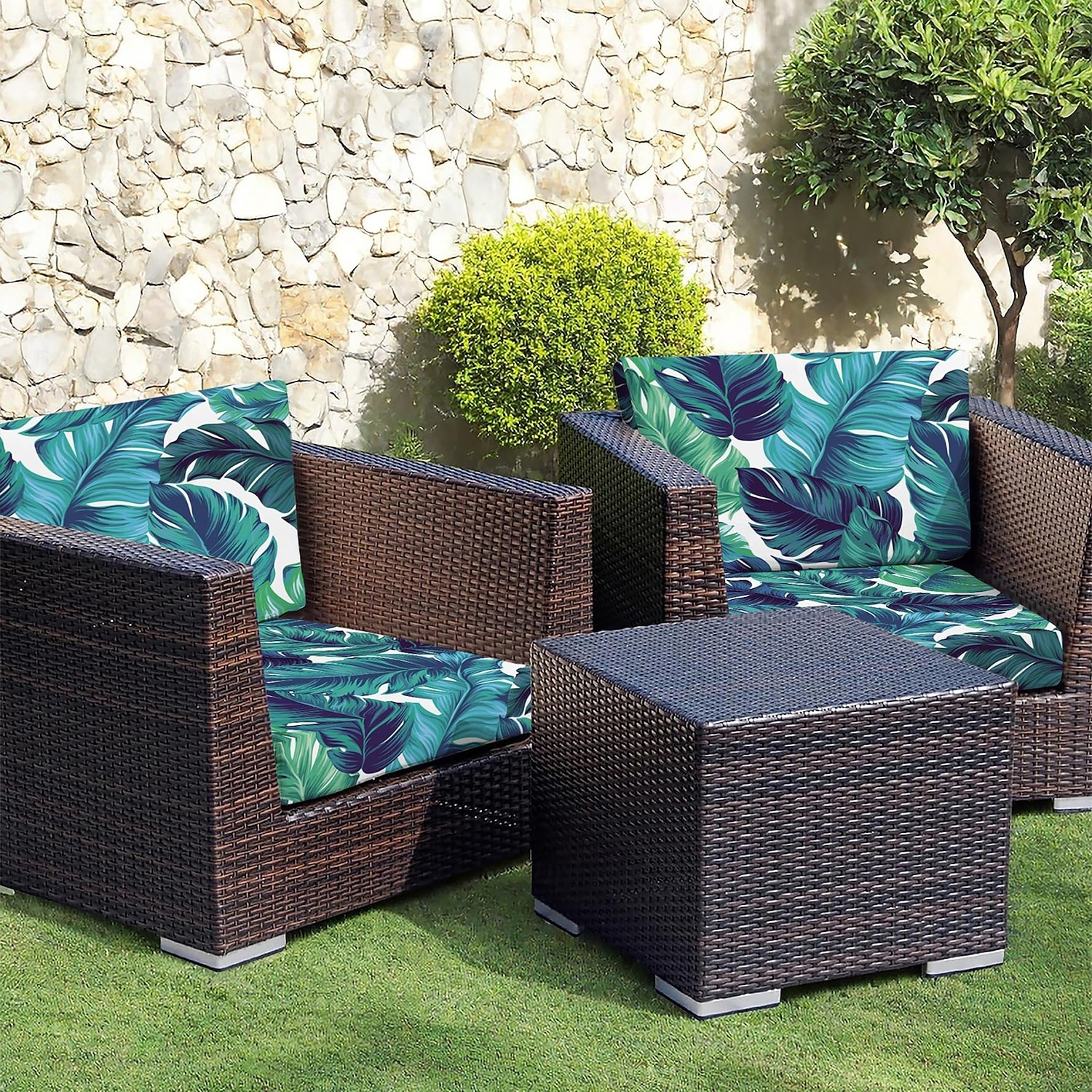 Housse de coussin de siège de canapé d'extérieur, housse de mobilier de patio, housses en microfibre teintes en fil floral de 2025 ? $9.49 –P2