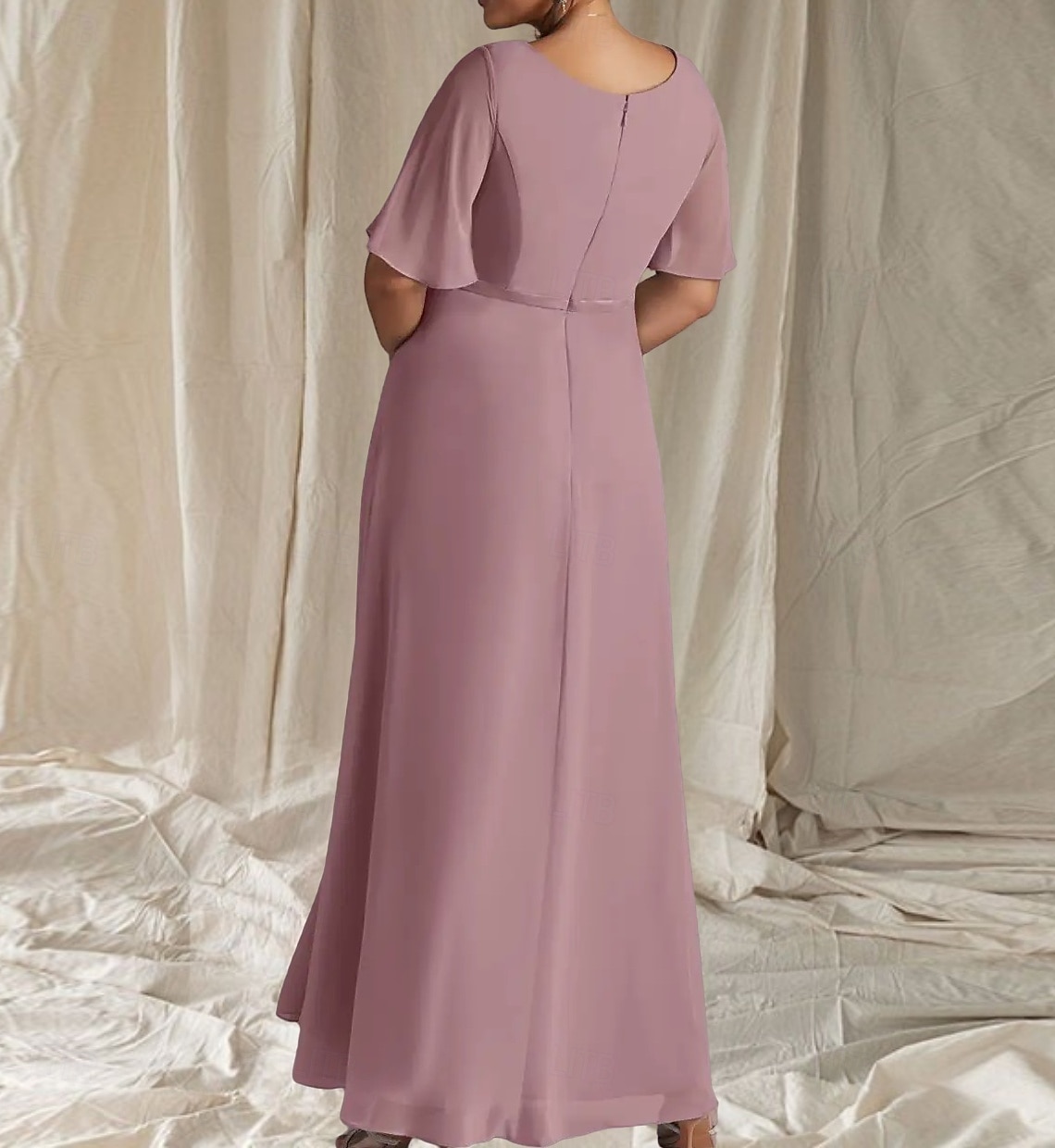 Rochii pentru Invitată la Nuntă în Formă de A Rochie Elegantă Invitată la Nuntă Lungime Până la Sol Mâneci Jumătate Guler în V Chiffon cu Pliseuri Ruching Mărgelare 2025 - $169.99 –P2