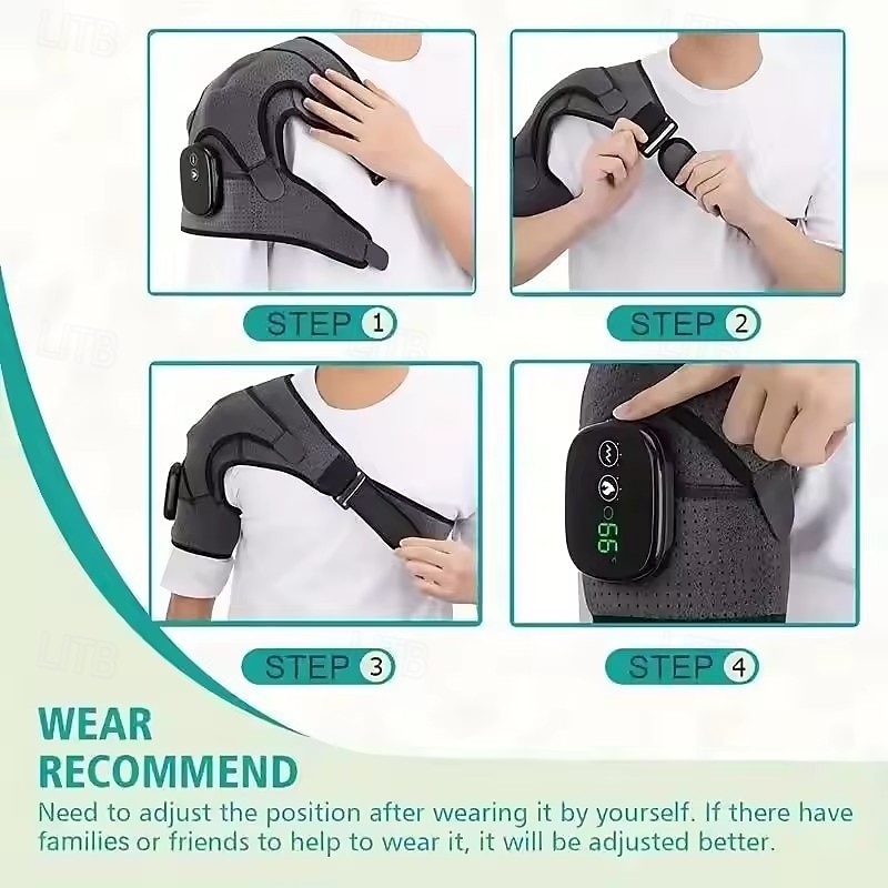 Draadloze verwarmde schouderomslag met vibratiemassage en elektrische verwarmingspads voor verlichting van schouderpijn​ 2025 - $95.99 –P3