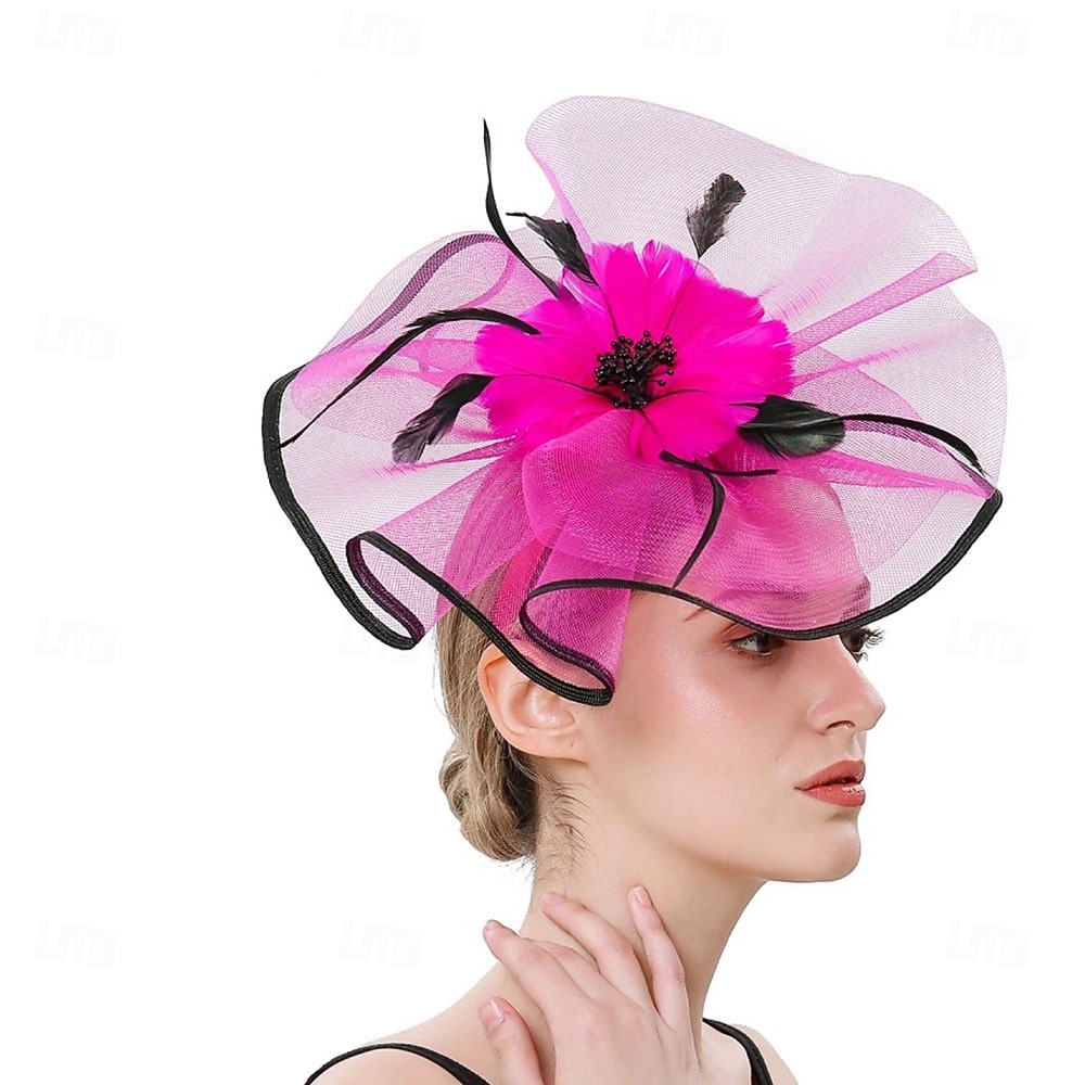 Tea Party Fascinator Hats for Womens 50s Floral Feather  display picture 3