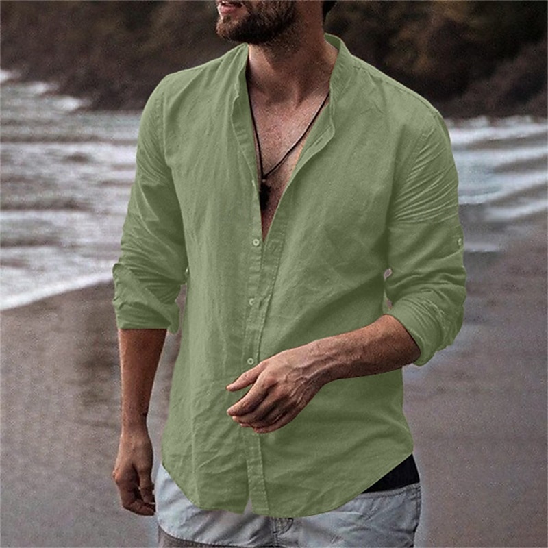 Per uomo Camicia Camicia con colletto alla coreana Camicia Estiva Abbigliamento da spiaggia Camicia casual Camicia con Bottoni Semplice Vacanza Camicia hawaiana Bianco Azzurro cielo Arancione Verde del 2025 a $23.99 –P5