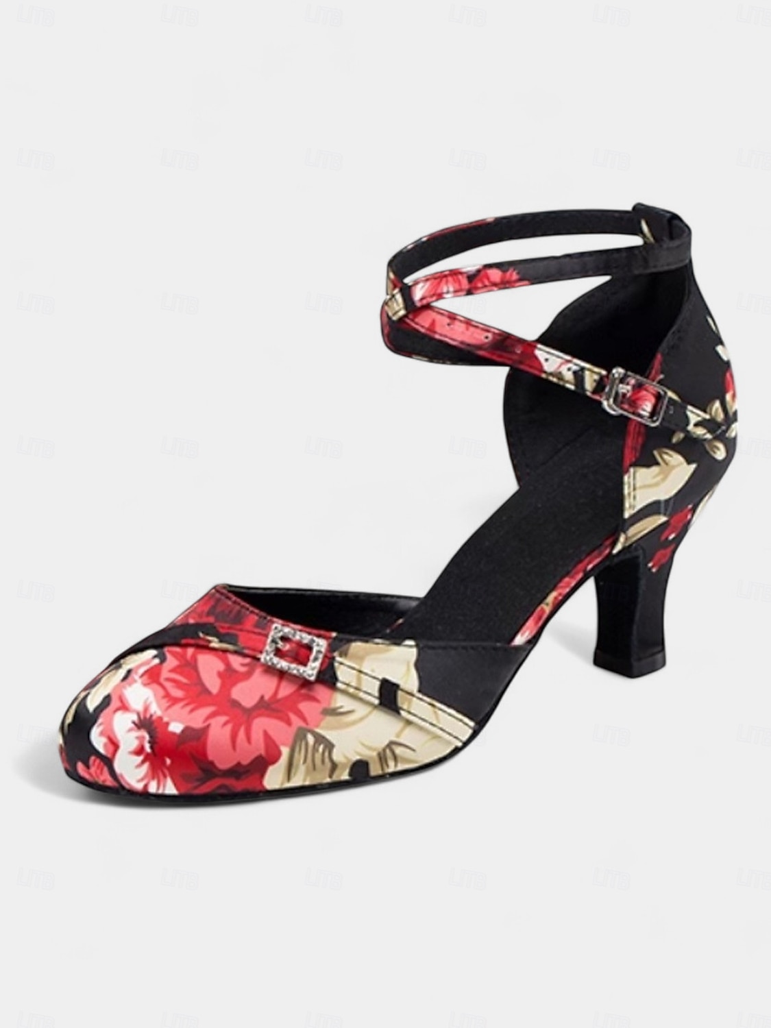 Damen-Latin-Tanzschuhe mit Blumenmuster aus Satin – elegante Riemchen-Ballsaalschuhe für Auftritte und Salsa-Übungen 2025 - $54.99 –P3
