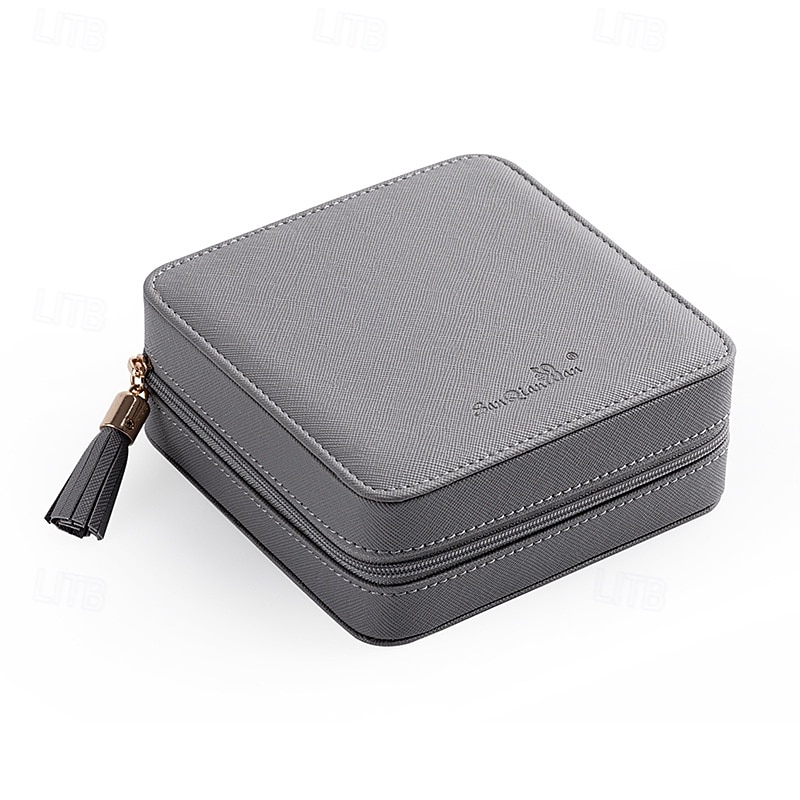 Boîte à bijoux de voyage avec miroir, étui de rangement portable en cuir PU, boîte à bijoux multifonctionnelle pour boucles d'oreilles, bagues, colliers et accessoires de 2025 ? $21.99 –P7