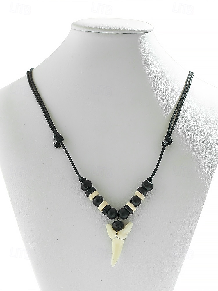 Collana con ciondolo a forma di dente di squalo da uomo – gioiello da surfista con perline in stile tribale fatto a mano con cordino regolabile per spiaggia, vacanze e abbigliamento casual del 2026 a $11.99 –P5
