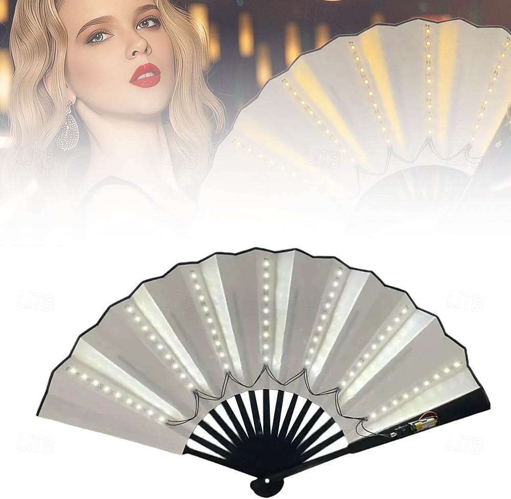 2025年 ブーツオングラウンドファン、パーティー用LEDハンドファン、折りたたみ式の女性用ラインクラッキングダンス用ライトアップファン、ラインダンスポッピングファン、ハンドファンの光るステージパフォーマンス、誕生日の結婚式の装飾  コレクション – $13.99 –P11