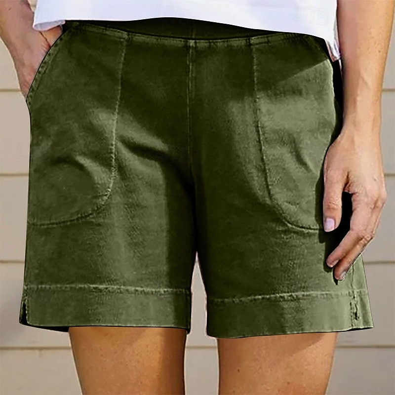 Per donna Pantaloncini in cotone e lino Shorts Pantaloni Eleganti Casual Corto Naturale Semplice Tasca Elastico in vita Comodo All'aperto Quotidiano Ferie Vinaccia Grigio Nero Bianco Estate del 2025 a $15.99 –P13
