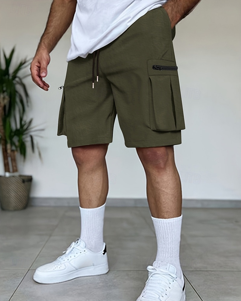 Per uomo Pantaloncini cargo Shorts Pantaloncini Estivi Coulisse Elastico in vita Multi-tasche Semplice Comodità Indossabile Lunghezza al ginocchio All'aperto Sport Quotidiano Moda Casual Nero Marrone del 2025 a $22.99 –P3