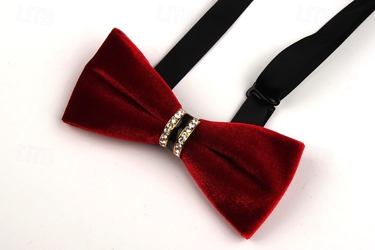 Gravata Borboleta Vintage Masculina Festa de Casamento Trajes de Recepção Gravata Borboleta Veludo Cor Sólida Preto Borgonha Azul Royal de 2025 por $12.99 –P1