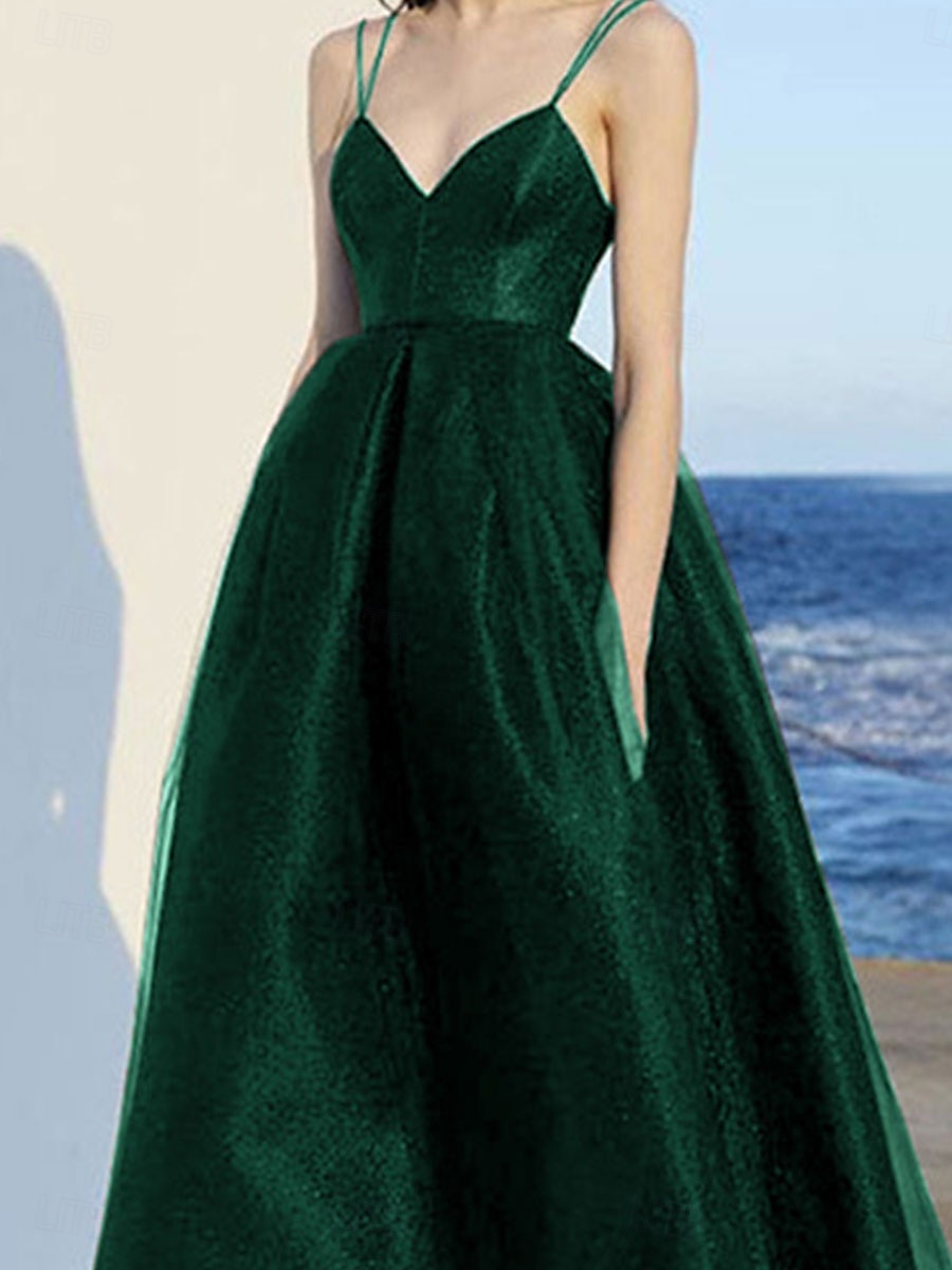 A-line quinceanera šaty elegantní šaty svatba svatební hosté dlouhé do podlahy bez rukávu výstřih do V polyesterový s plisováním 2025 - $109.99 –P2