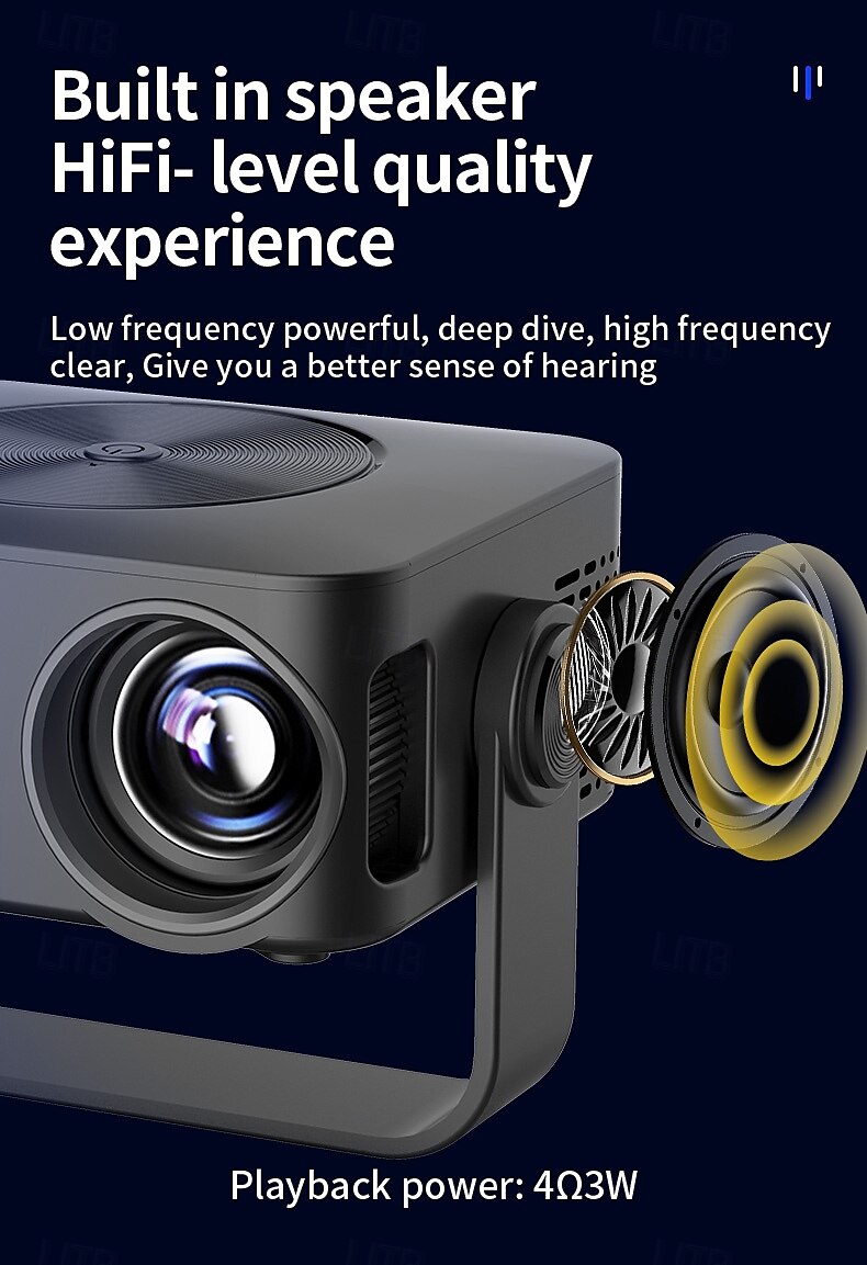 draagbare projector native 1080p 4k autofocus en keystone-correctie 360 graden verstelbare standaard afneembaar draagbaar 2025 - $159.99 –P10