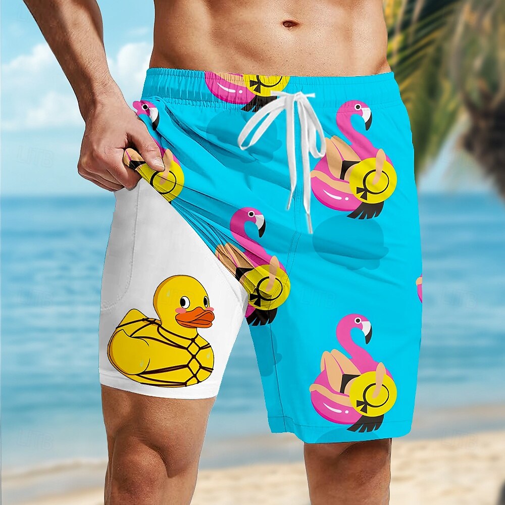 Per uomo Fenicottero Divertente Anatra Pantaloncini foderati Pantaloncini da bagno 2 in 1 Pantaloncini da mare Misura del girovita medio Hawaiano Vacanza Ferie Abbigliamento mare Tasche Laterali Con del 2025 a $21.99 –P1