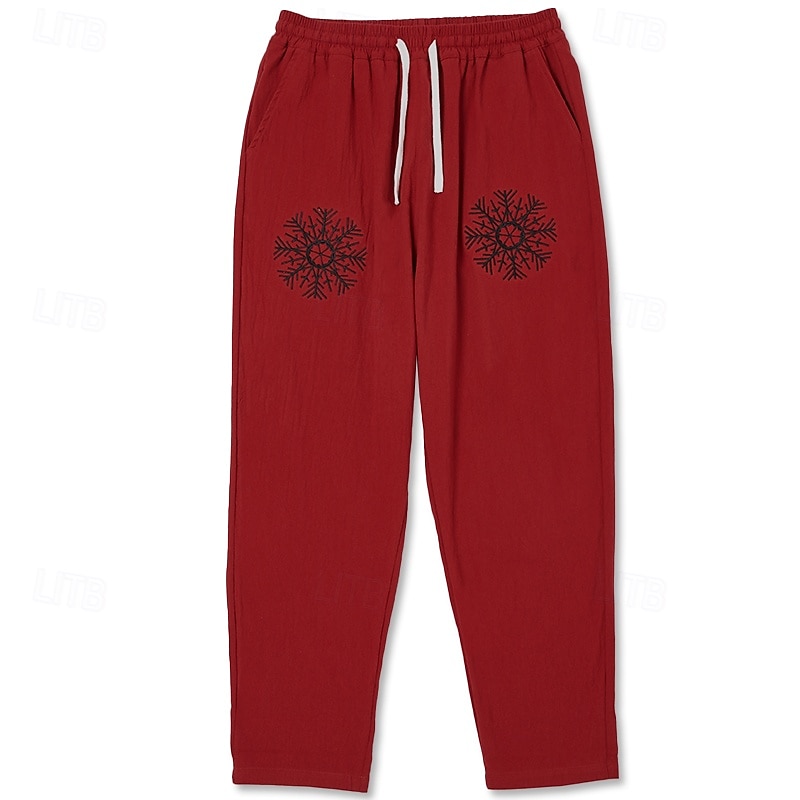 Per uomo Pantaloni di Lino Pantaloni Pantaloni Estivi Ricamato Coulisse Elastico in vita Fiori Comodità Traspirante Lunghezza intera All'aperto Casuale Ferie Moda Retrò Vintage Rosso del 2026 a $13.49 –P7