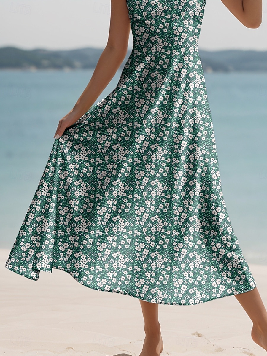 Women's Maxi Dress Sundress A Line Dress Summer Dress Slip Dress Elegant Vacation Casual Regular Fit Floral Graphic Sleeveless V Neck Spaghetti Strap Red Blue Green Summer Spring 2025 - $28.99 –P3