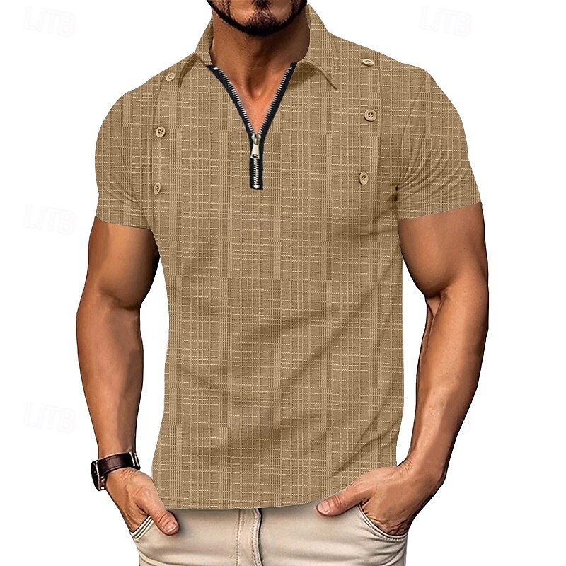 Pánské Polo na čtvrt zip Golfová košile Denní Dovolená Čtvrtletní zip Krátký rukáv Módní Základní Bez vzoru Žakár Léto Běžný Černá Bílá Námořnická modř Nebeská modř Khaki Šedá Polo na čtvrt zip 2025 - $18.99 –P9