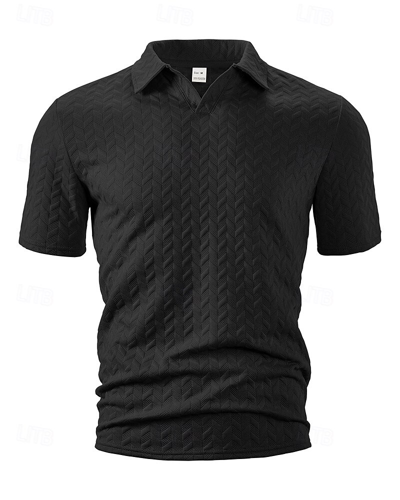 Men's Golf Shirt Golf Polos Shirts Work Casual Lapel Short Sleeve Basic Modern Plain Jacquard Summer Regular Fit Black White Blue Khaki Golf Shirt 2025 - $17.99 –P16