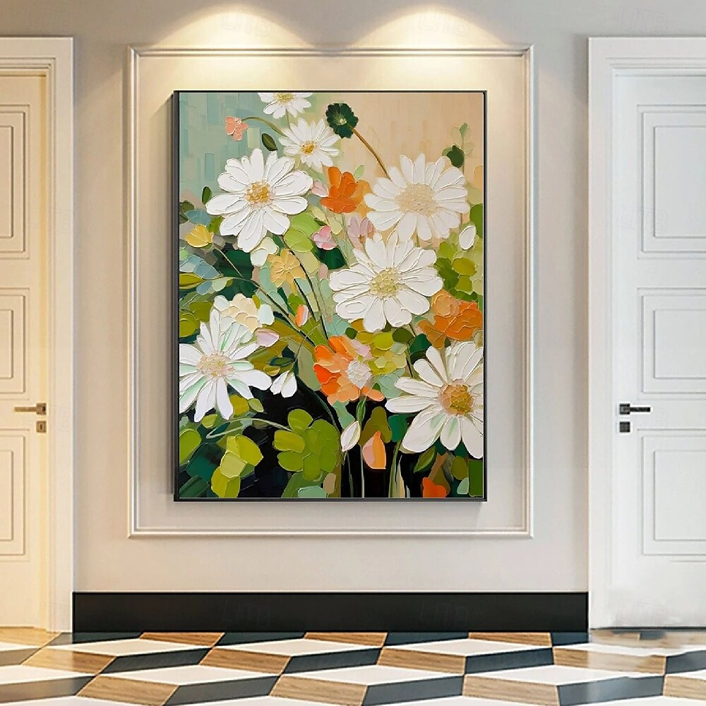 großes Blumenlandschafts-Ölgemälde auf Leinwand, handgemaltes Pastell-Blumengemälde, Frühlingsblumen-Landschaftsgemälde, großes Wandbild, Blumengemälde für Wohnzimmer, Büro, Wanddekoration 2025 - $88.99 –P1